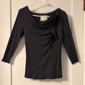 Deletta Anthropologie ophelia cowl neck blouse size medium asymmetric ruffle